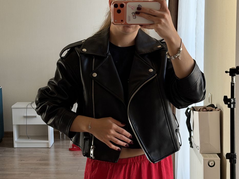 шкіряна куртка в стилі zara stradivarius bershka
