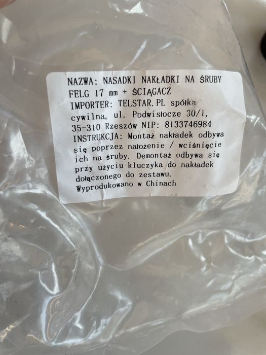 Nakładki nasadki zaślepki na śruby 17mm + ściągacze