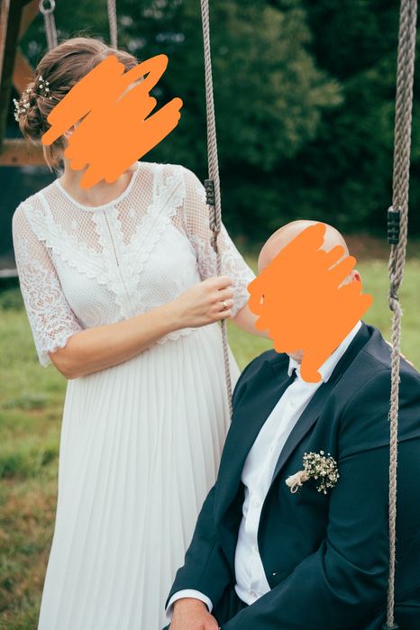 Sukienka kremowa koronkowa tiul ślub uroczystość