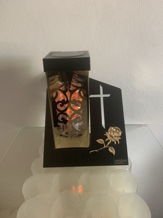 Znicz solarny złoty/srebrny Paris