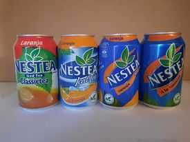 Lote de 80 latas de bebidas diversas - Nestea, Brodies, Segafredo, entre outras