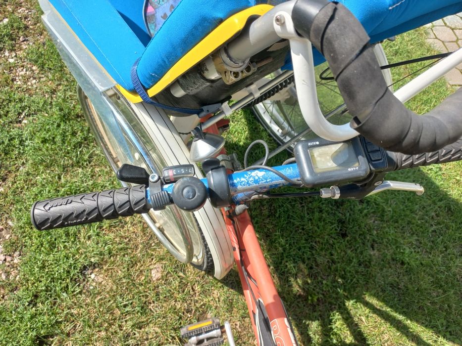 rower z wózkiem tandem riksza