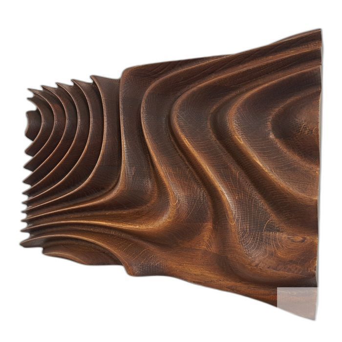 Dębowy panel ścienny 3D Fale – olejowany, 55 × 34 cm