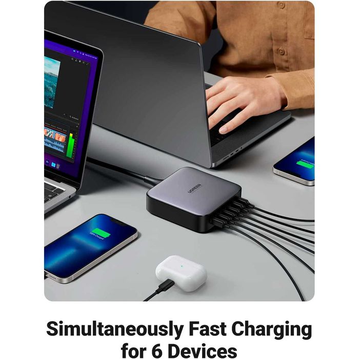 Блок зарядки 200W Ugreen gan зарядка блочок для быстрой зарядки