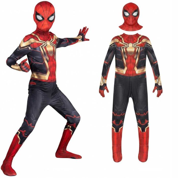 Oryginalny Strój Spiderman No Way Home Kostium + Maska 7-8 Lat Roz. 122-128