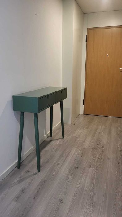 Consola de Hall de Entrada verde oliva lacada com 2 gavetas