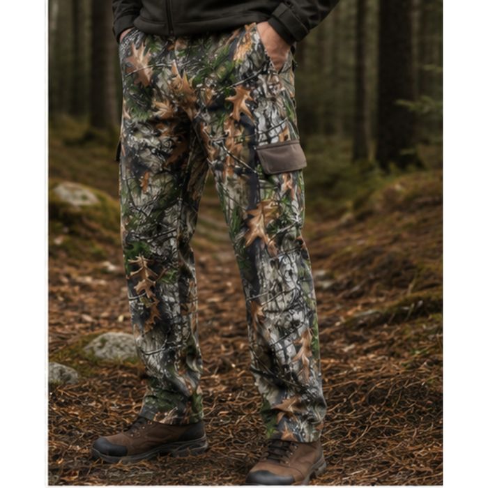 Spodnie taktyczne męskie softshell ocieplane polar 4XL 40W/32L las