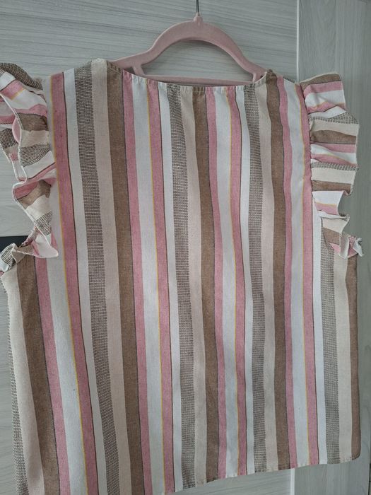 Kolorowa bluzka paski falbanka shein M