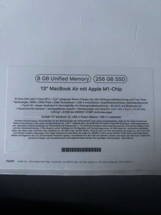MacBook Air M1 8GB 256GB Space Gray NOWY W FOLII nówka box de