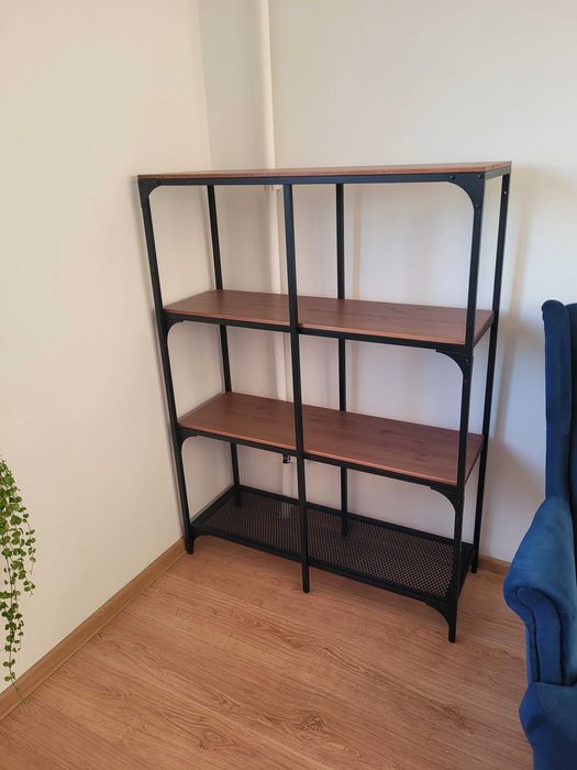 FJÄLLBO Regał, czarny, loft, lite drewno 100x136 cm