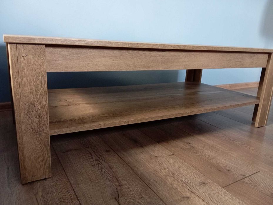 Brązowy stolik kawowy z półką