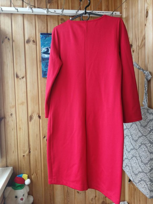 Сукня, платье трикотажна червона з кишенями р.44.