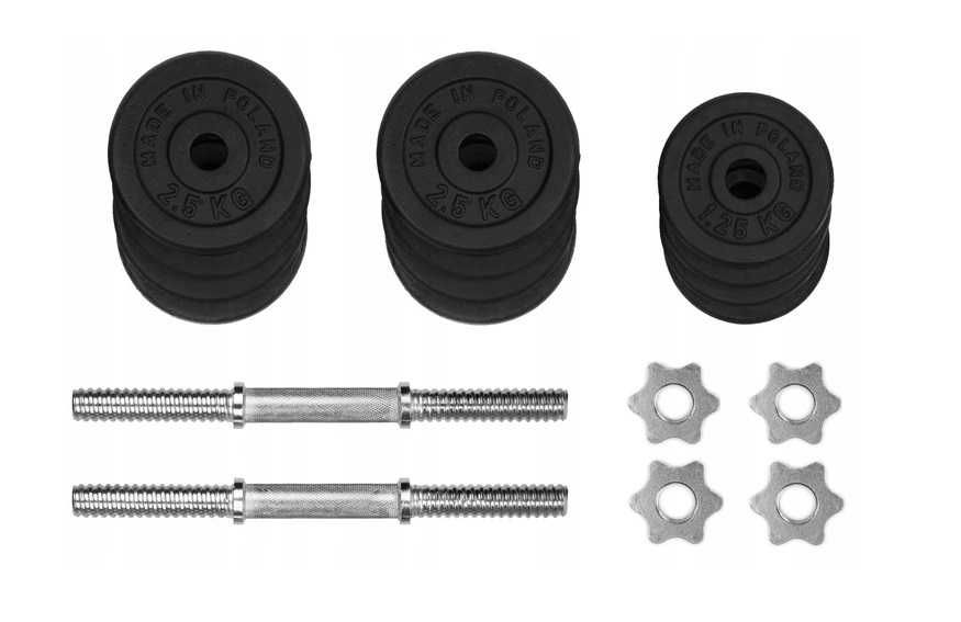 HANTLE ŻELIWNE 2x15kg gryfy 28mm obciążenie regulowane zestaw 30kg
