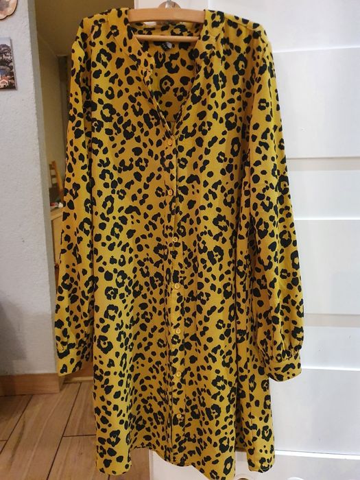 Sukienka żółta pantera, centki