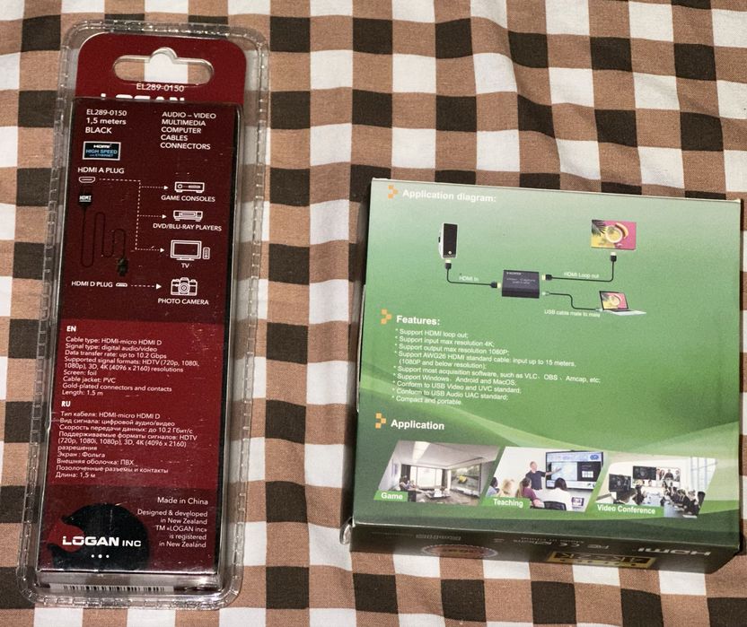 Карта відеозахоплення + провід з hdmi a на hdmi D для камери