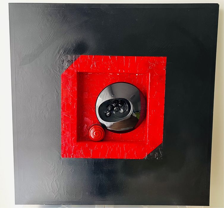 Quadro contemporâneo vermelho e preto
