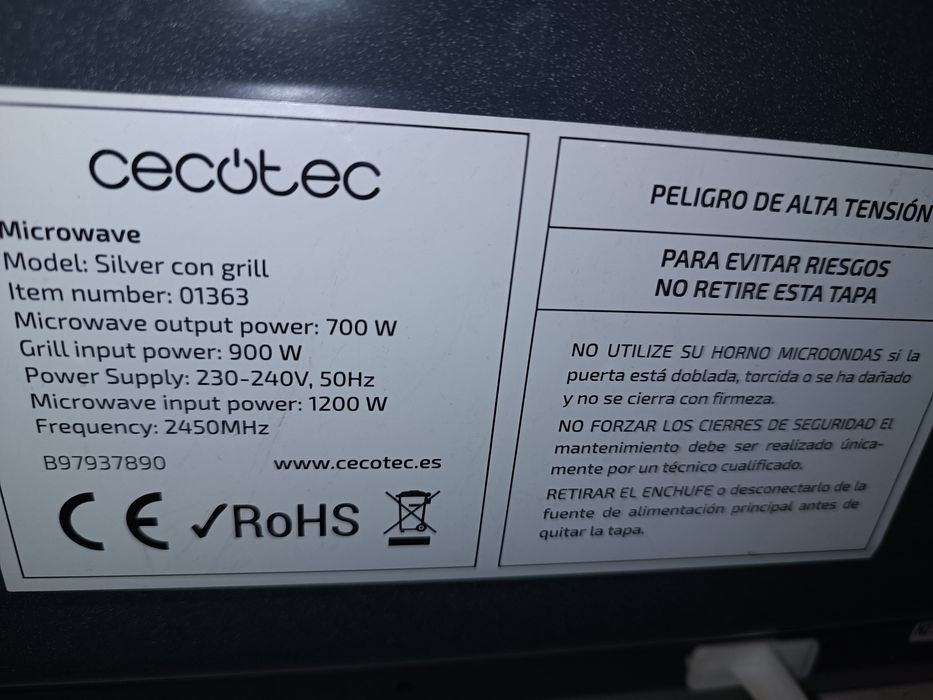 Microondas Cecotec 20Lts