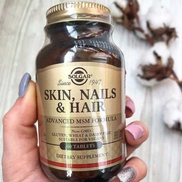 Solgar США Кожа, ногти и волосы, улучшенная рецептура с МСМ