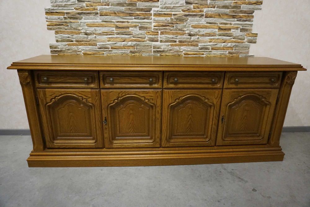 Komoda Dębowa 4 Drzwiowa dealna pod TV LCD  szer. 208 cm  (p-1328)