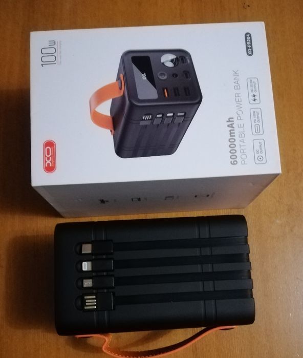 Портативный внешний аккумулятор (павербанк) XO PR204 60000 mAh 100W 
Е