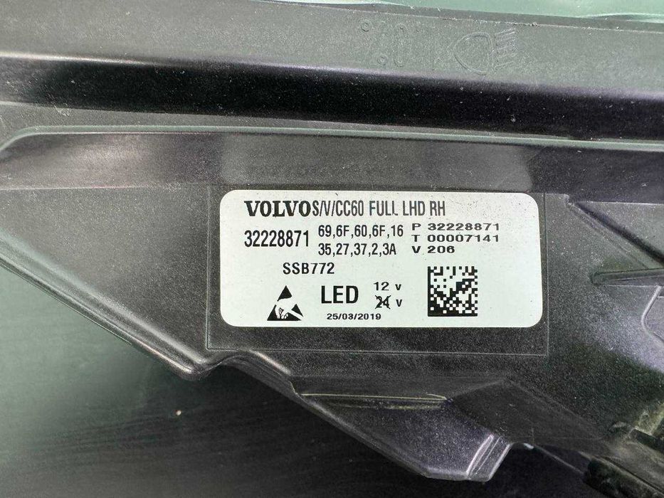 Фара права FULL LED VOLVO S60 V60 USA США америка