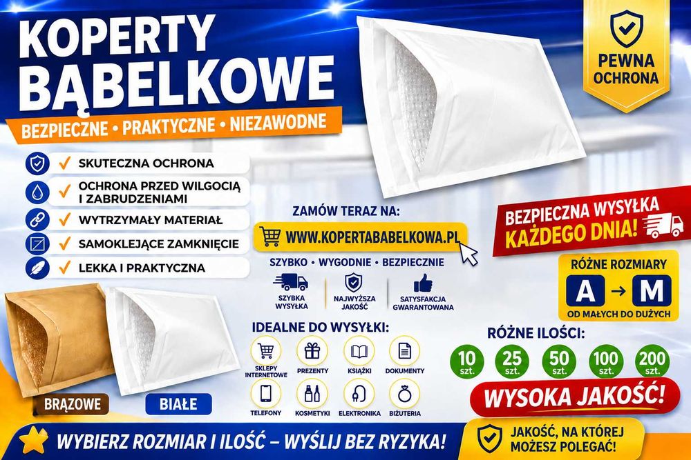 Koperty Bąbelkowe Premium Rozmiary A-M Koperty Powietrzne Białe i Brązowe  Koperty Ochronne Producent  Bezpieczna Wysyłka  Hurt i Detal  Cała Polska