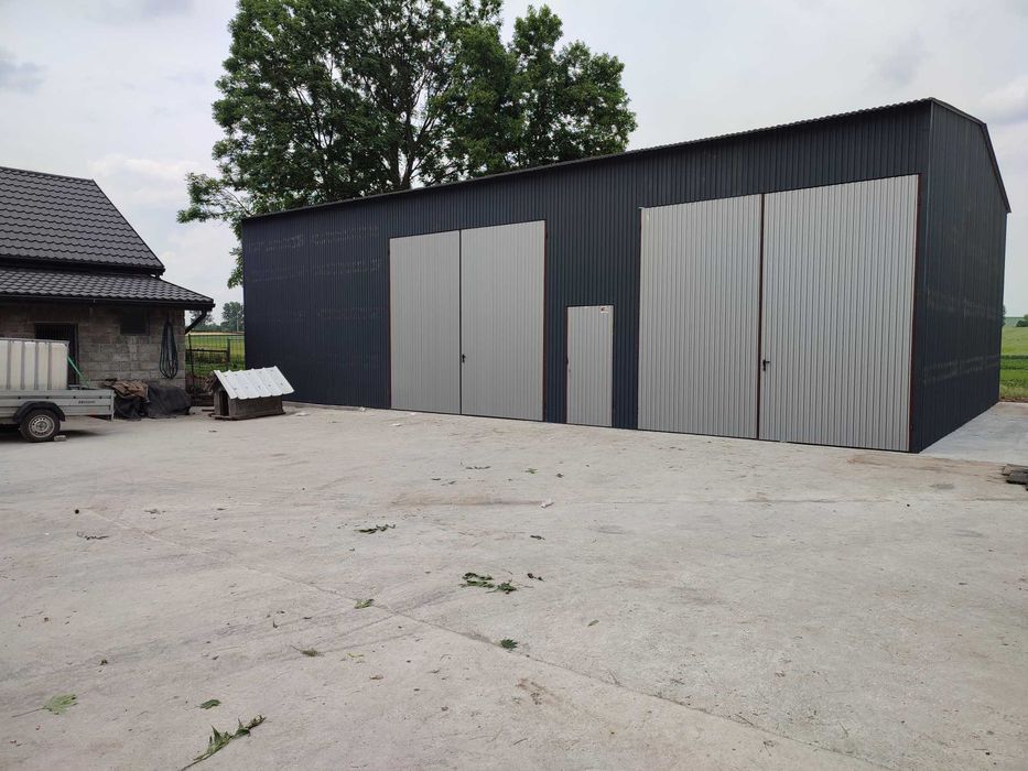 Garaż blaszany 7x6 - Bramy Uchylne - Drewnopodobny - WIATA - GRZYWSTAL