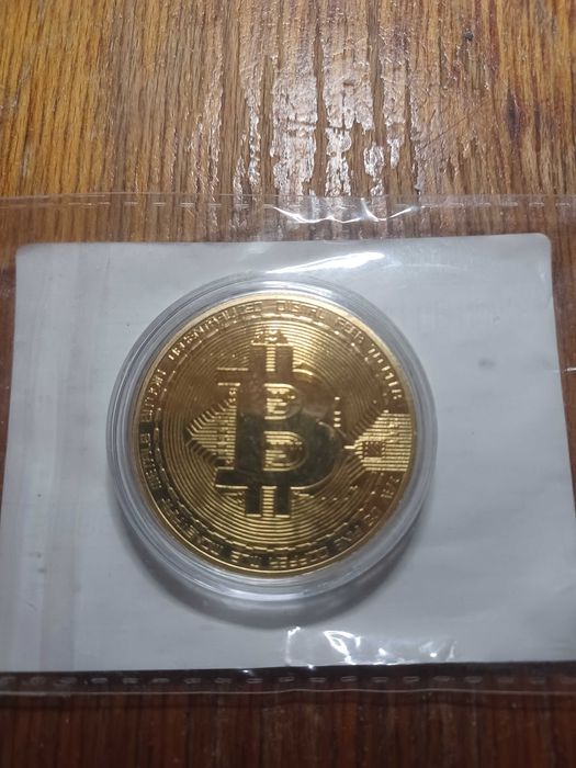 Moneta Kolekcjonerska BITCOIN (BTC) złota + etui kapsel ochronny