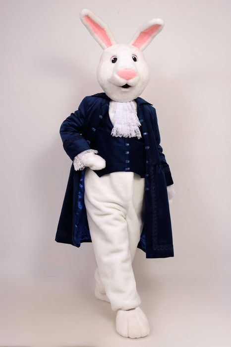 Ростовий костюм Заєць білий в одязі, виготовлення ростових ляльок