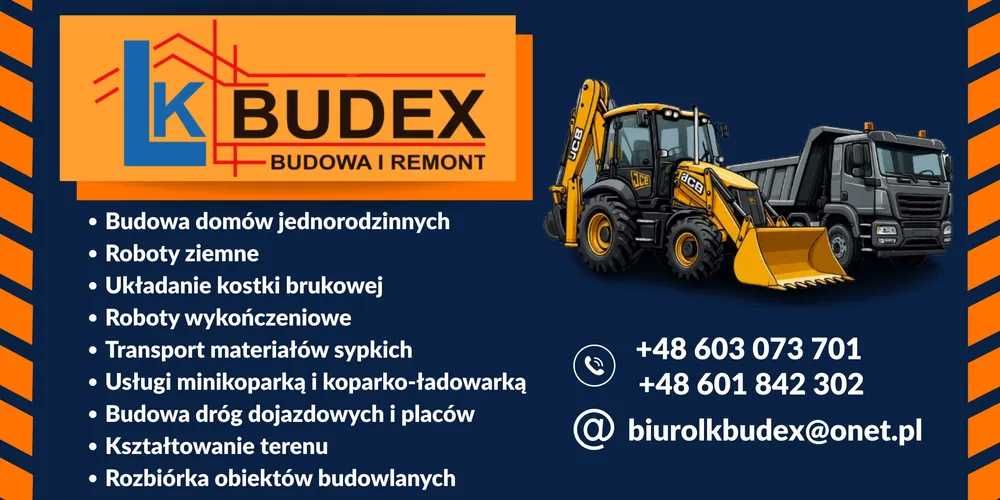 Prace ziemne, rozbiórki, kruszywa, utwardzenia, usługi koparką