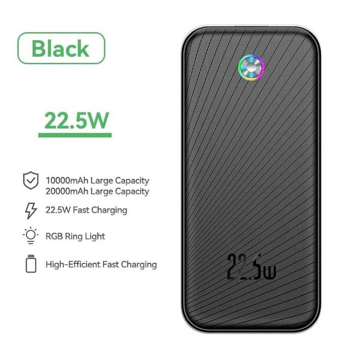 ПовербанкRocoren 22.5W Power Bank 20000mAh QC PD 3.0 Fast Charging