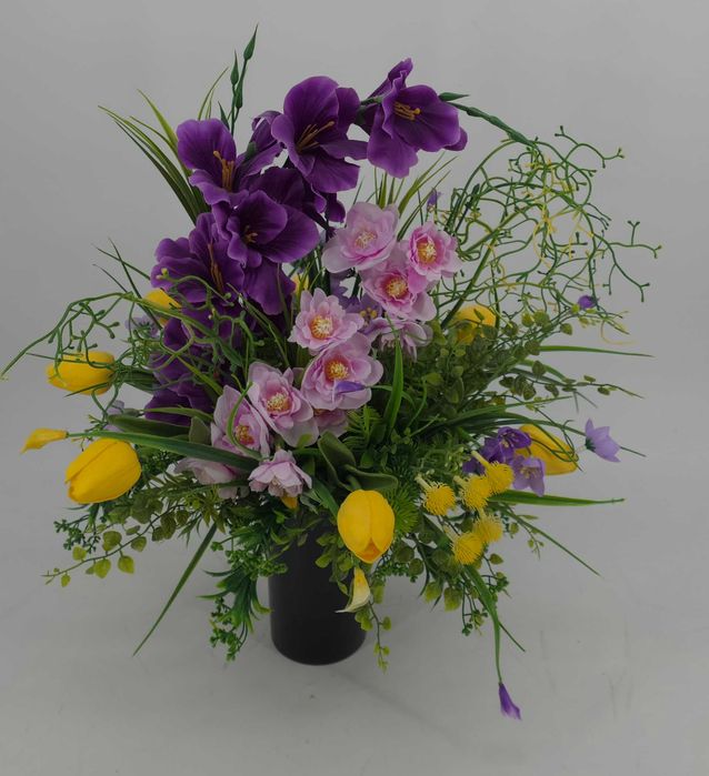 Komplet na grób, kompozycja, wiązanka na cmentarz, wiosenny