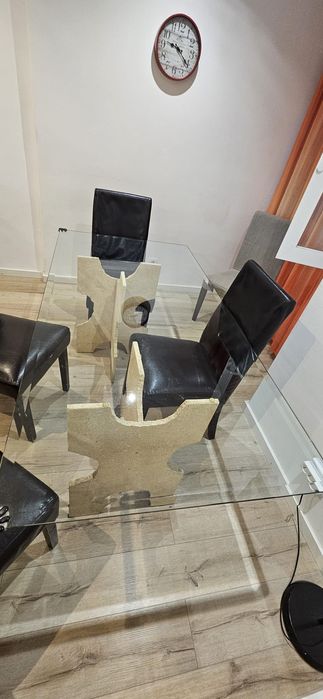 Mesa Mesa jantar vidro 1,80x90 mais quatro cadeiras.