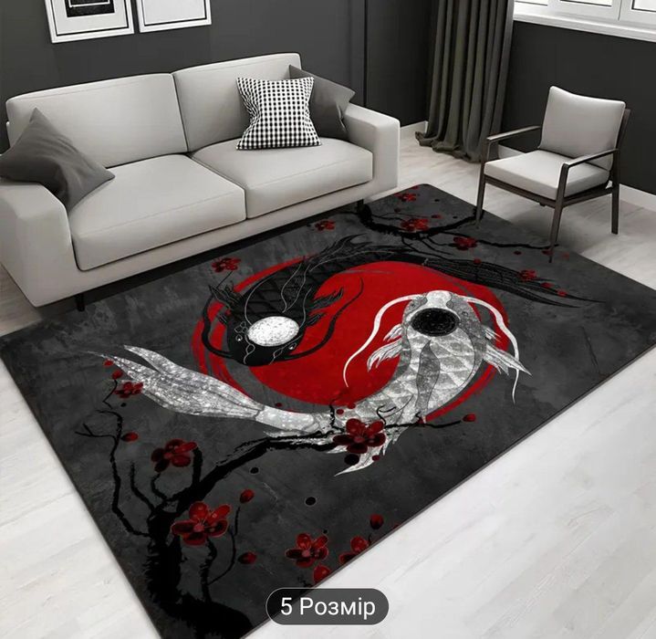 Магический ретро-коврик «Инь-Янь» с карпами кои — Стиль и уют