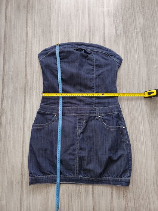 Jeansowa sukienka gorsetowa mini bez ramiączek denim lato impreza