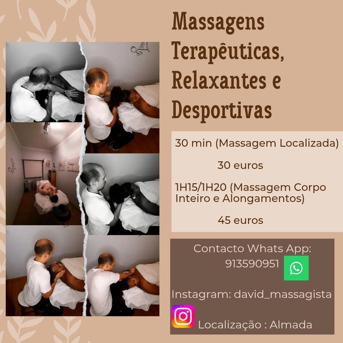 Massagem Terapêutica, Relaxante,Desportiva e Drenagens Modeladoras