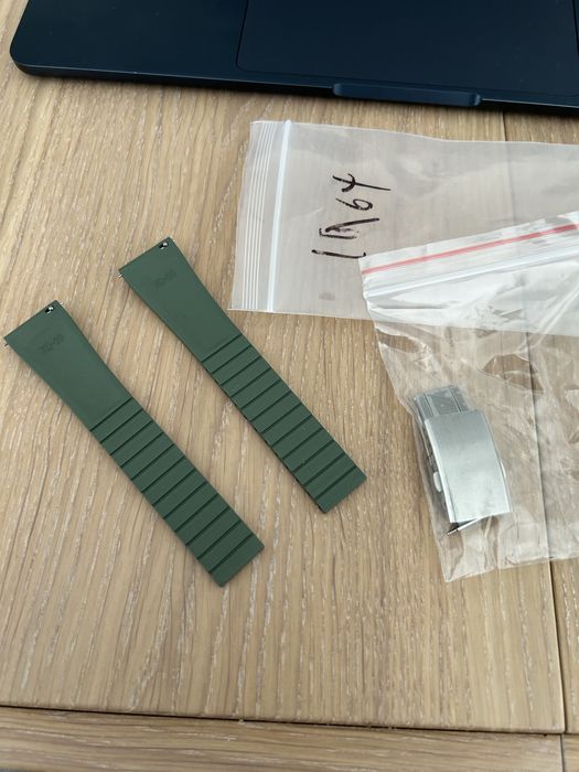 Pasek do zegarka gumowy 20 mm nowy ziekony, oliwkowy