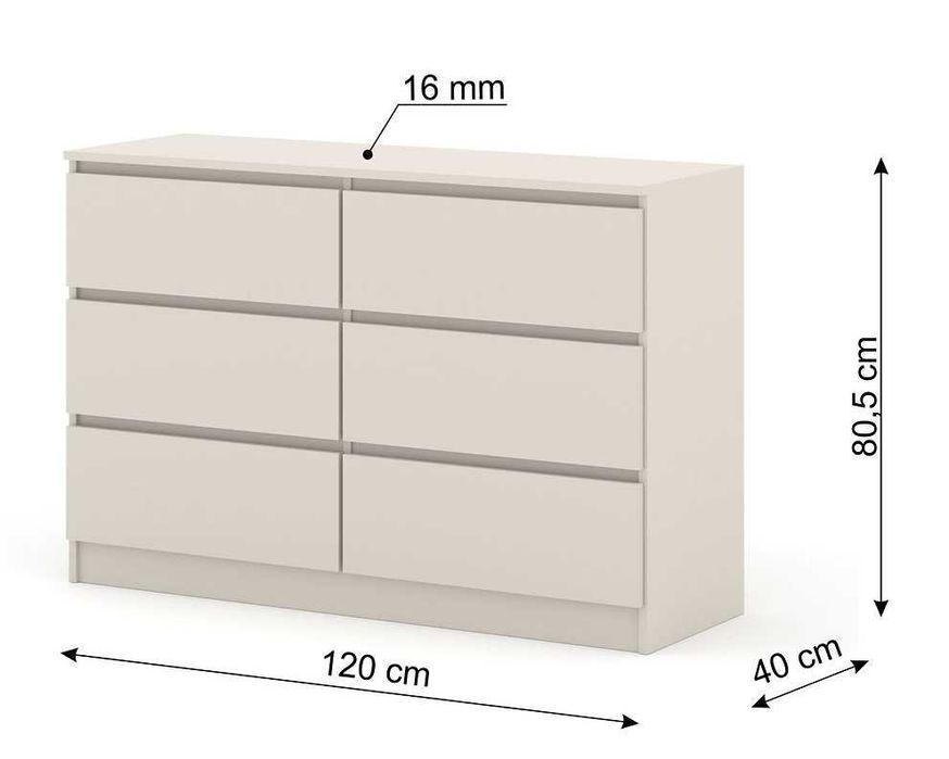 Komoda na 6 szuflad M6 kaszmir