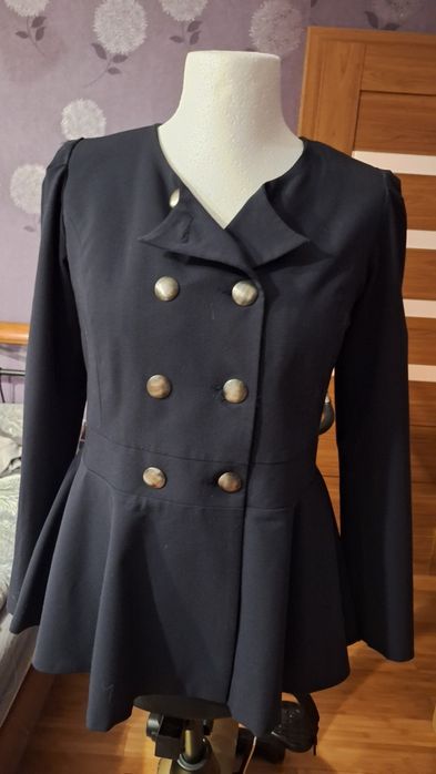 Marynarka dwurzedowa z baskinką granat roz 38