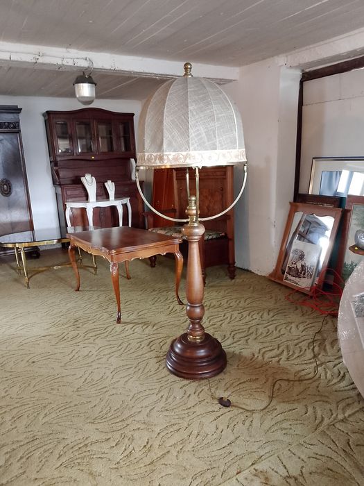 Stara piękna lampa pałacowa podłogowa drewno mahoniowe