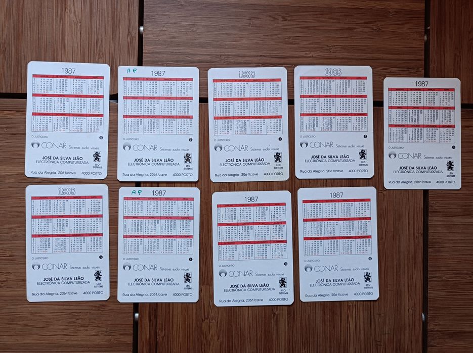 Lote de 9 Calendários * Série - O Justiceiro * Ano 1987