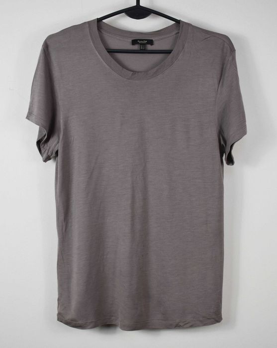 Massimo Dutti brązowy gładki t-shirt S