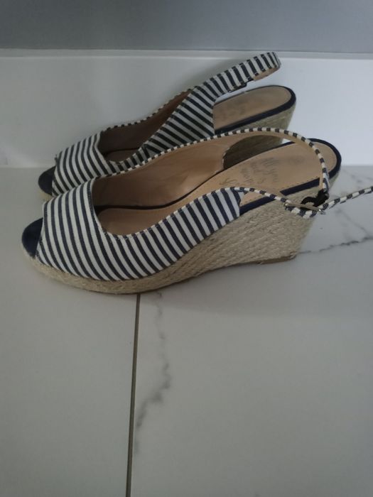 Sandały na koturnie marynarski styl house 38