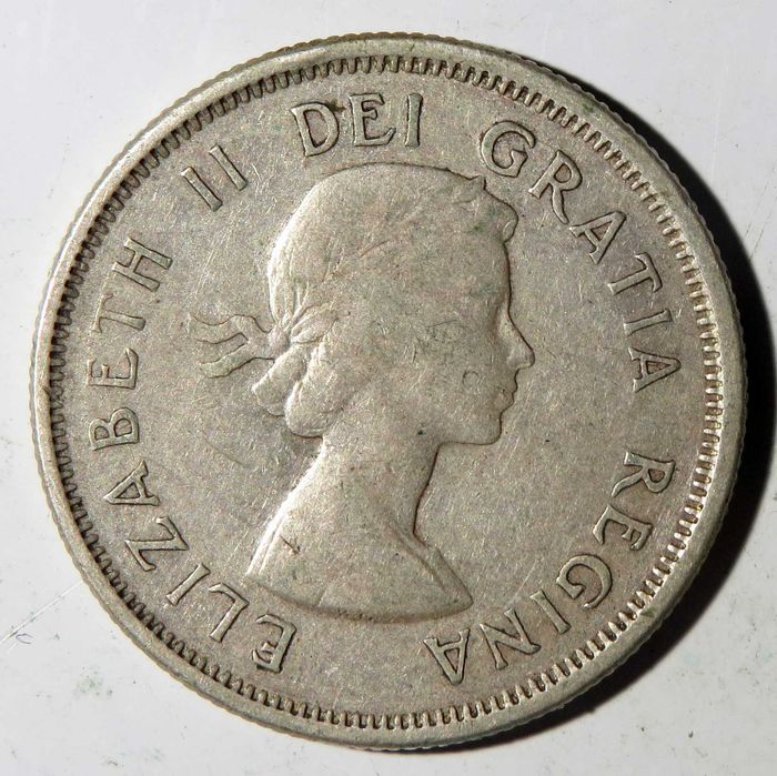 Canadá Moeda em Prata 800%. . 25 Cents • 1962 PRATA