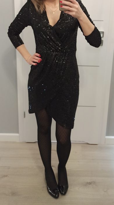 Sukienka czarna r. S cekinowa jak nowa