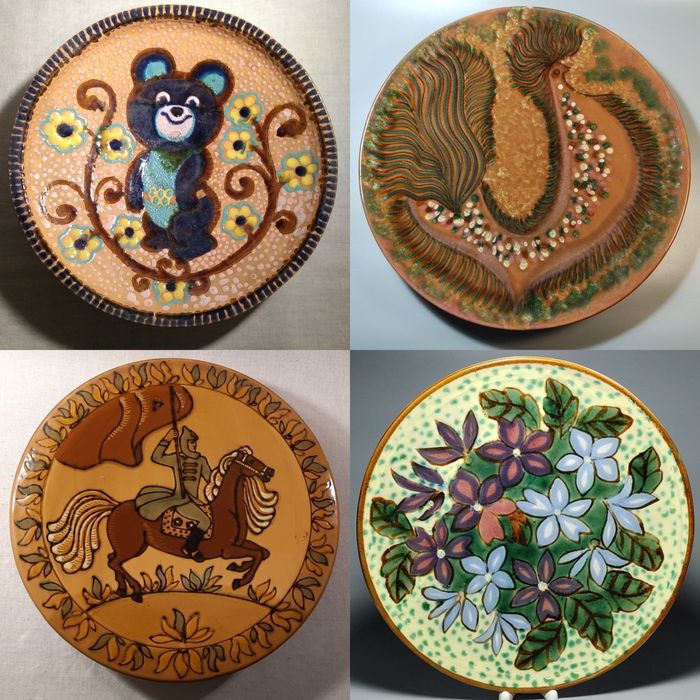 Настенные тарелки-панно ЛКСФ Львов блюдо тарель Керамика Майолика СССР