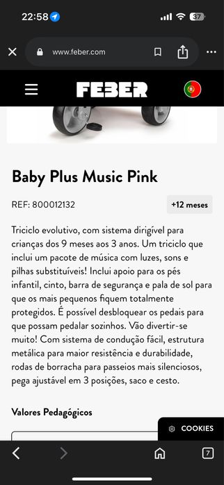 Triciclo evolutivo baby plus music Feber