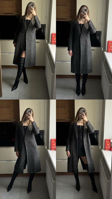 Пальто длинное шерстяное размер м zara basic италия