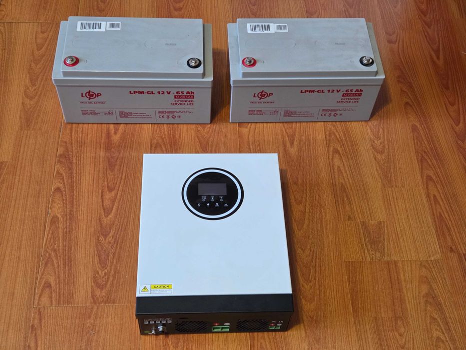 Гібридний інвертор на 3квт SM-3200H-24 + 2 гелеві АКБ по 65Аг