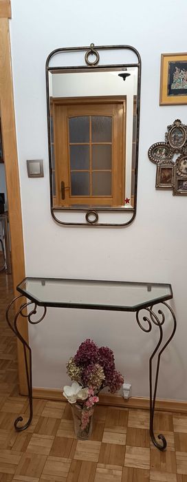 Konsola szklana, żelazna